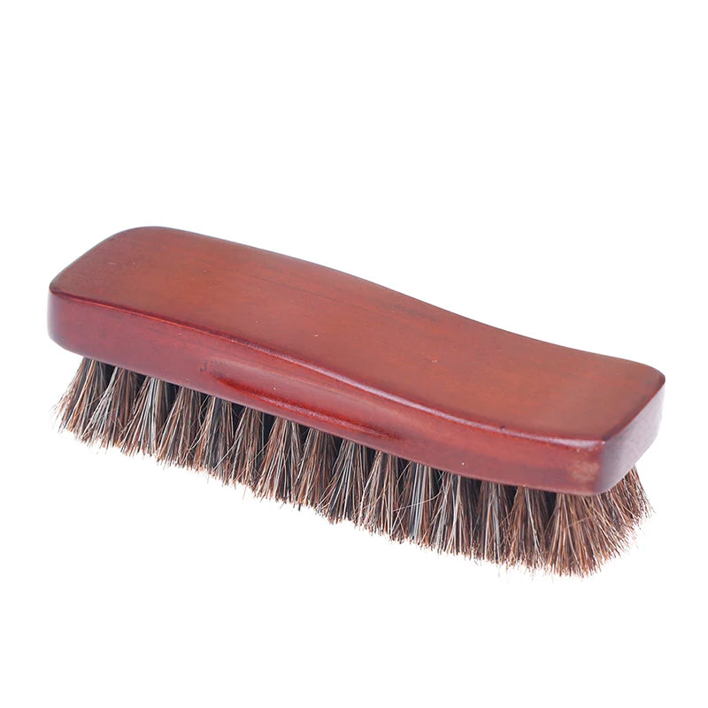 ^1pc Horsehair Wooden Brush Car Detailing Polishing Buffing Brush Soft Horsehair Leather Brush Multifunctional Cleaning Tools Qme