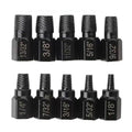 10pcs schroef extractor kit legeringsstaal beschadigde schroef verwijderer metaal gemakkelijk uit boorbutten gebroken bout stud Qme Black