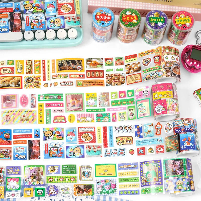 Sticker Tape 60mm*2m Japanese Food Tape Handbook Stationery DIY Handmade & Scrapbook Diary Decoration Die-Cut Tape Qme