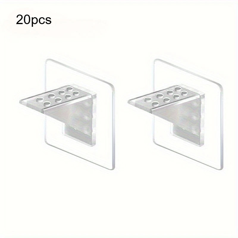 Punch Free Clear Acrylic Shelf Support Brackets, Adhesive Layer Board Holders for Wardrobe Cabinet Qme 20pcs 2.76inch