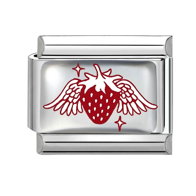 New Y2K Red Series Colorful Love Heart Gift Sun Star Italian Charm Link fit 9mm Stainless Steel Jewelry DIY Making Bracelet Gift Qme Style 30