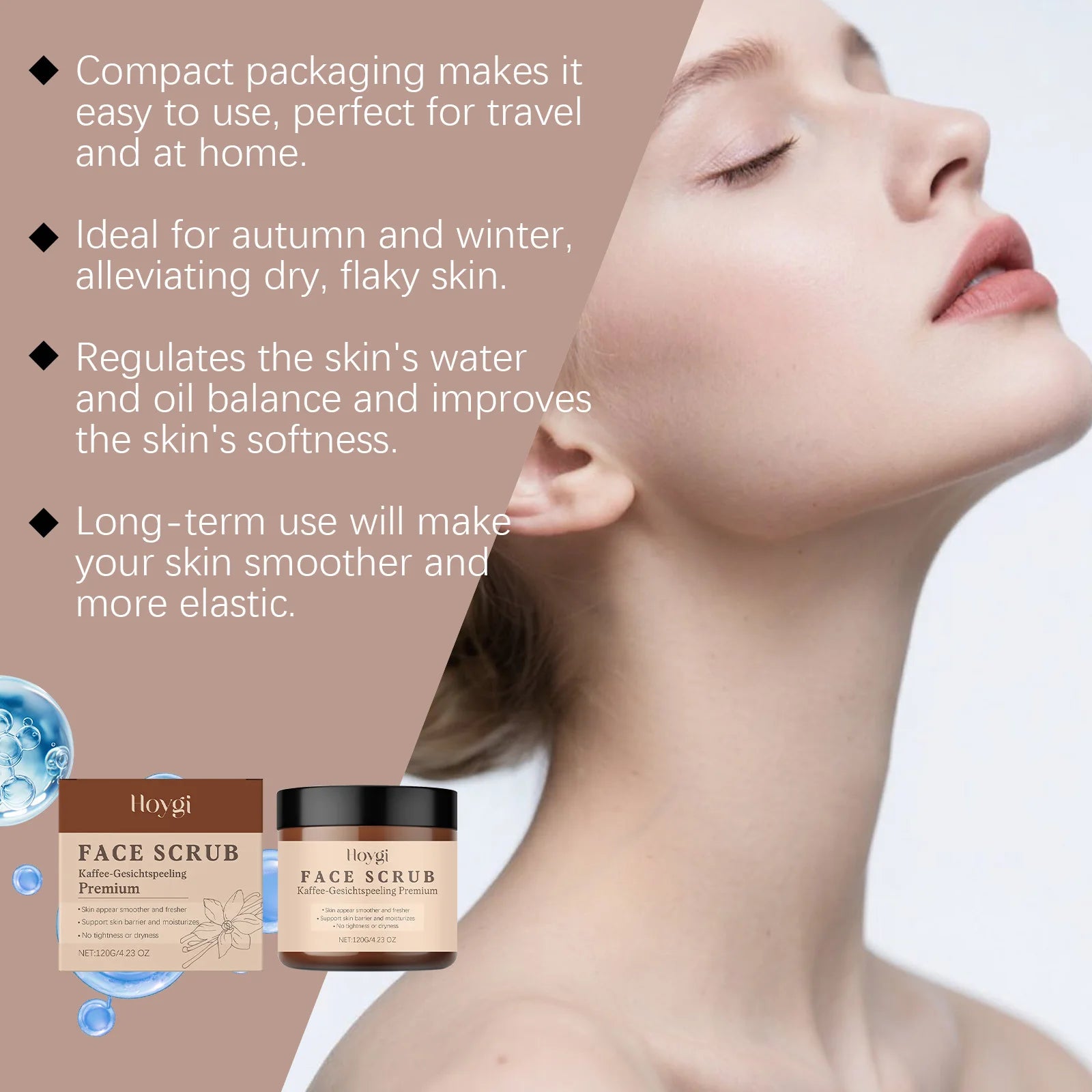 Vanilla Coffee Facial Scrub Deep Cleansing Oil Control Face Exfoliator Dual Scrubbing Particles Nourishing Smooth Glowing Skin Qme