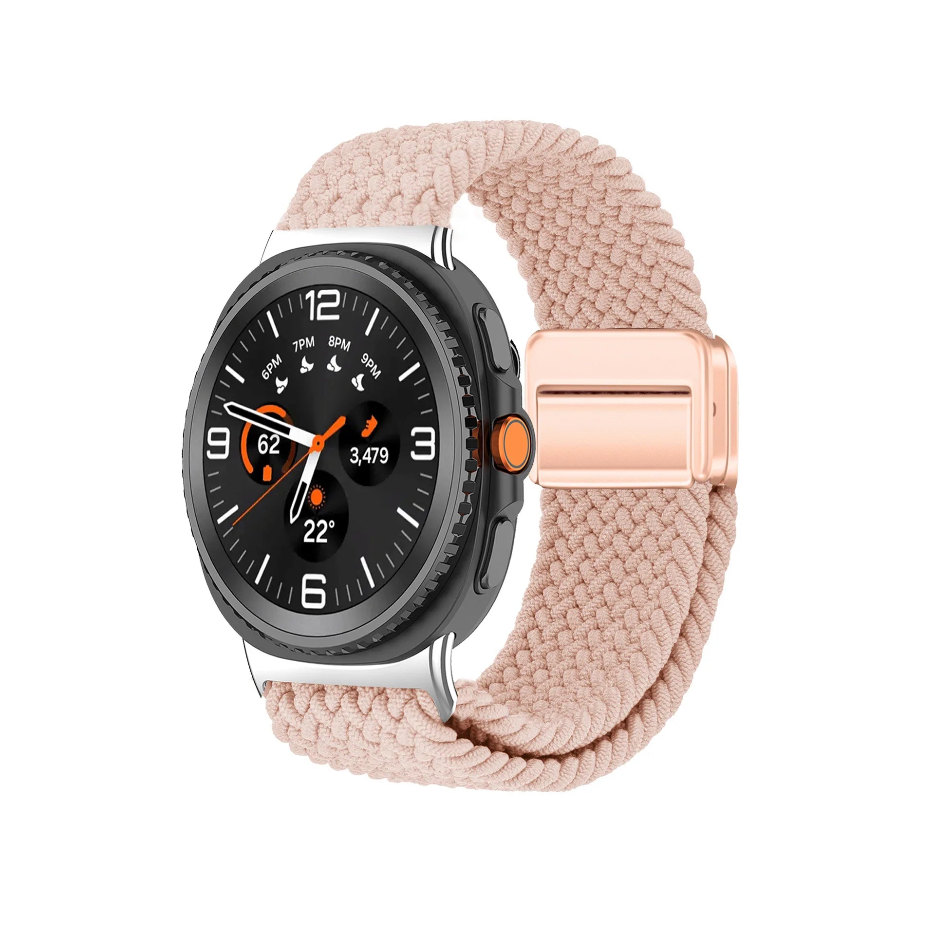 B Built-in Magnetic Nylon Braided Watch Strap For Samsung Galaxy Watch 8 Watch 9, Adjustable Breathable Sports Replacement Band Qme silt Samsung watch9 8