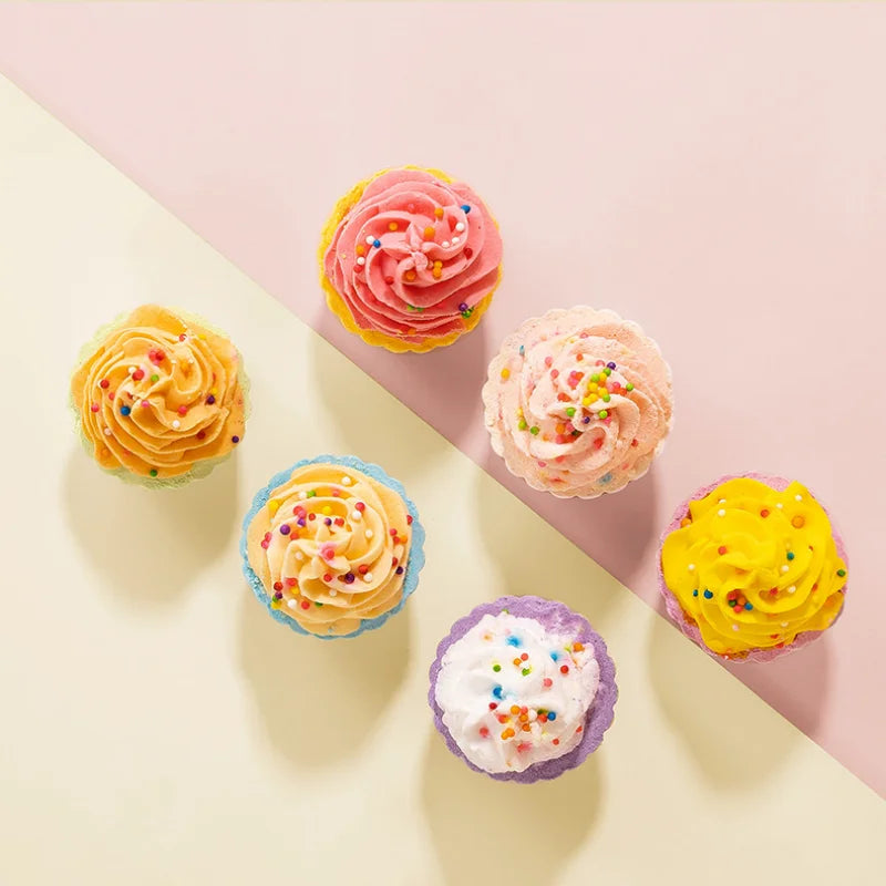 Cute Cake Bath 80g Handmade Fizzy Bath Ball for Children Natural Essential Oil Bubble Bath Salt Spa Gift for Kids Women Qme