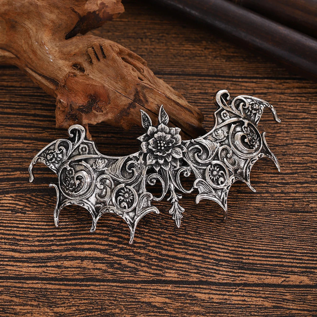 Viking Vintage Floral Bat Hair Clip for Women, Updo Gothic Fashion Trend, Nordic Norwegian Style Party Accessory Qme