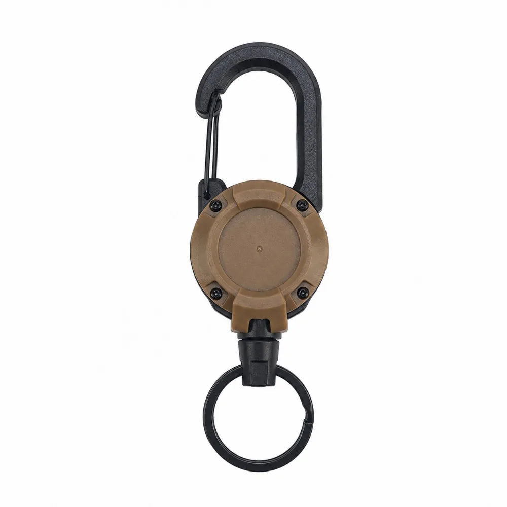 Retractable Steel Wire Key Reel Carabiner Buckle Heavy Duty Spring Key Ring Portable Key Tool For Outdoor Sports Use Qme Khaki-1 PC