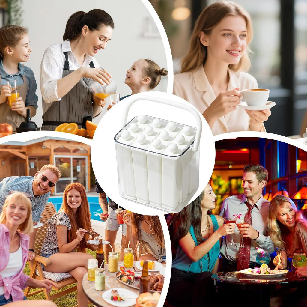 Ice Mold for Champagne Bottle Reusable Stackable Mould with Lid Silicone Freezer Ice Molds for Water Bottle Iced Coffee Qme