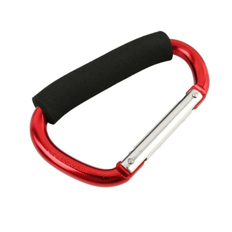 1PCS 13.5X7.1cm Baby Cart Hook Aluminum Alloy Outdoor Climbing Buckle Hook Multifunction D-Shaped Cart Buckle Shopping Bag Hooks Qme Red
