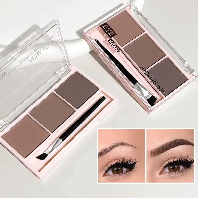 3-Color Brow Powder Brush Long-lasting Color-resistant Versatile Qme