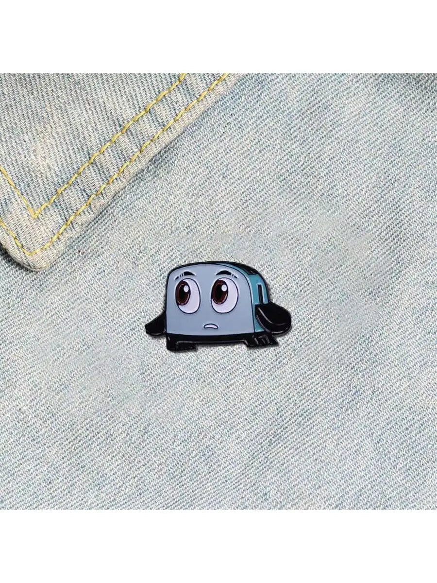 Cartoon Creative Cute Elderly Anime-themed Metal Lacquered Brooch Qme bread