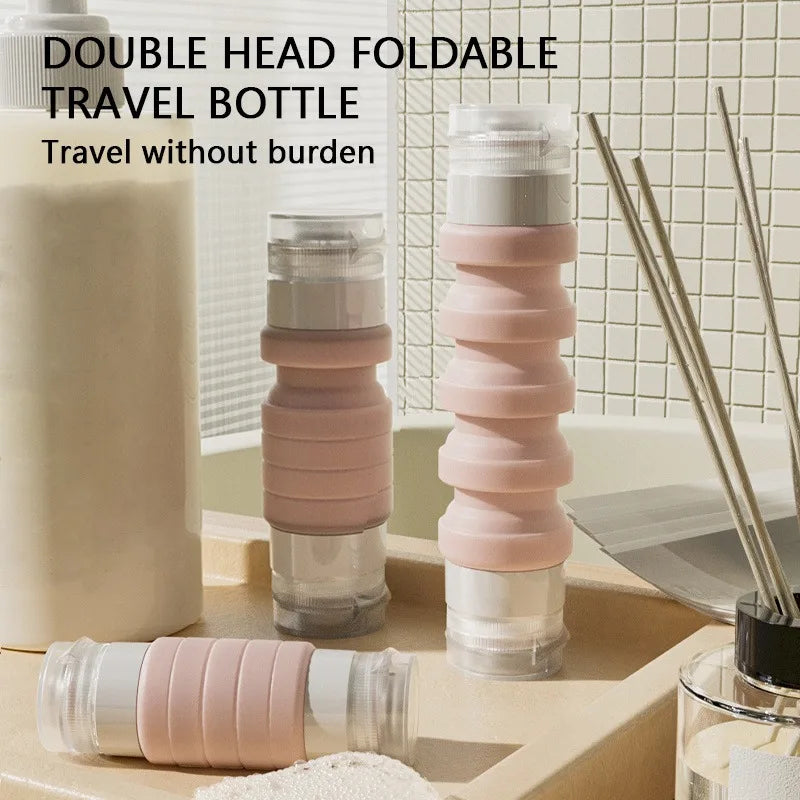 Silicone Dual Head Travel Dispenser Bottle Leak Proof Portable Qme