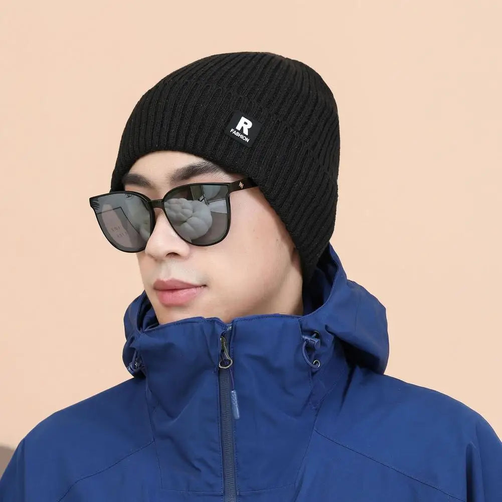 Winter Thick Beanie Hat Fleece Lined Men Women Solid Knitted Wool Qme