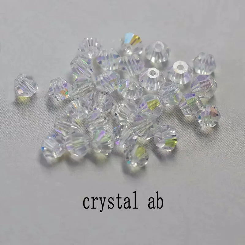 4mm Crystal Bicone Beads 100PCS Faceted Glass Beads Rainbow Loose Craft Beads for Bracelet Necklace Earring Keychain Making DIY Qme crystal ab
