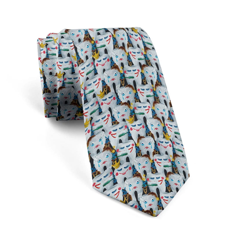 Personalized Printing Mask Pattern Tie Creative Novelty Men's Funny Qme style2