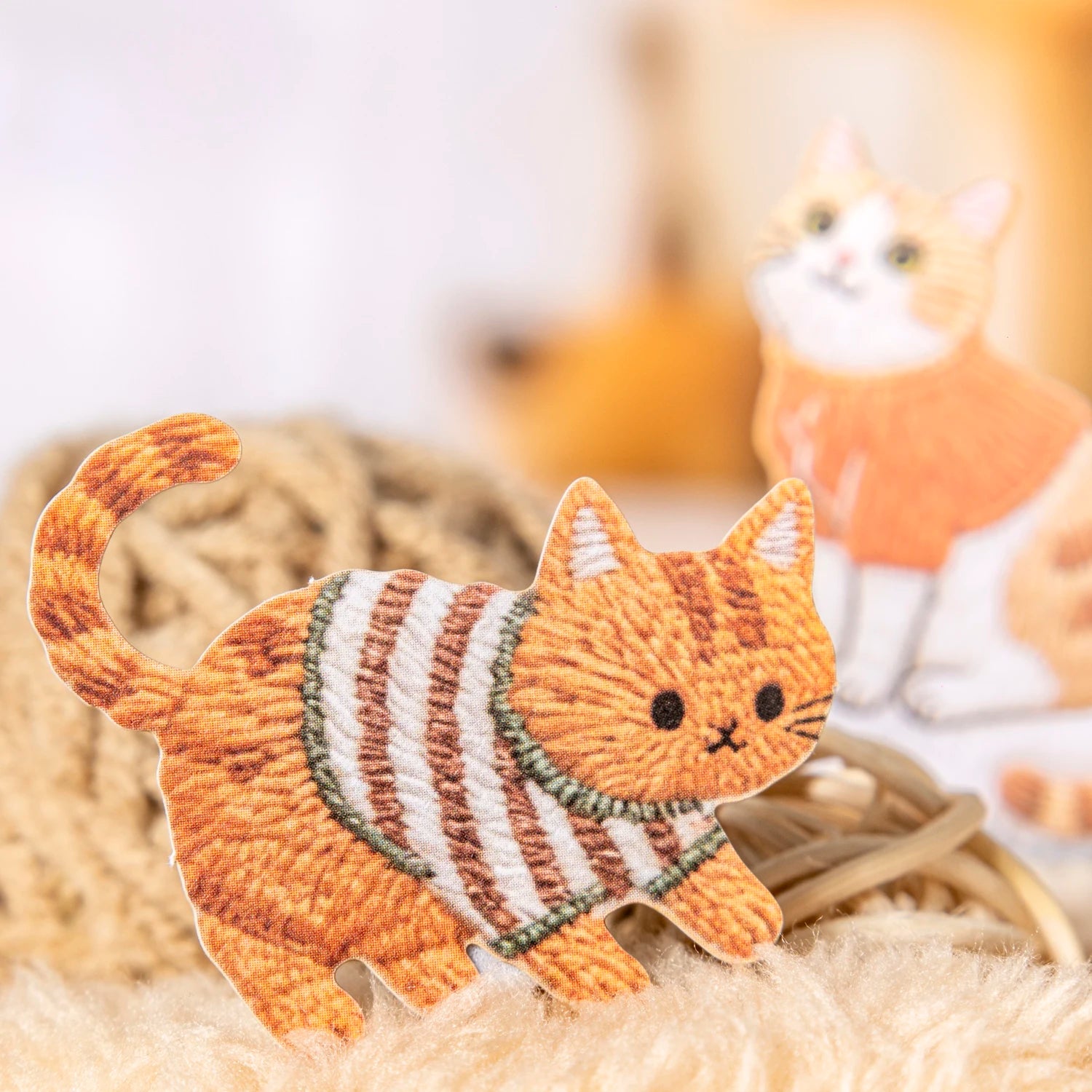 20Sheets Fluffy Plush Cat Dog Pet Theme No White Edge PET Stickers for DIY Craft Scrapbook Guitar Phone Case Notebook Decoration Qme