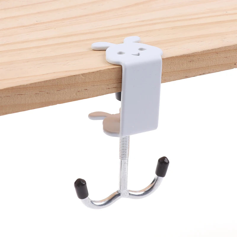 Backpack Desk Hanger Punch-free Cute Rabbit Bag Hook Table Side Qme White