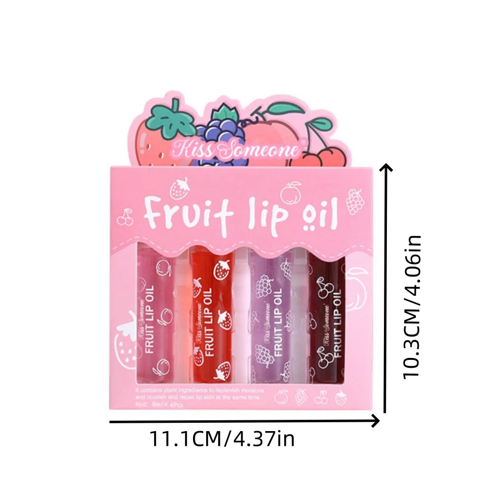 4pcs/1set of fruit ball lip oil,a kind of moisturizing lip balm liquid,to prevent the lips from drying up.It is for useHalloween Qme