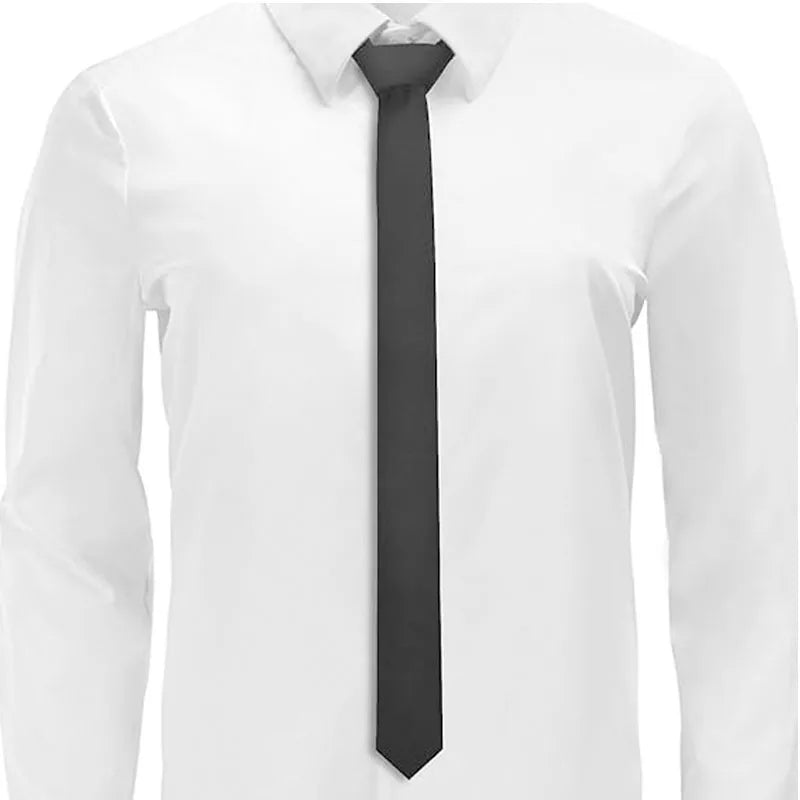 Skinny Ties Black Men Women Solid Pure Plain Formal Slim Long Wedding Qme