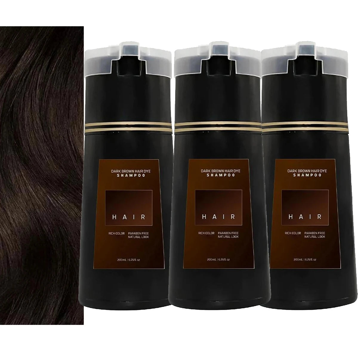 1 2 Black Hair Dye Shampoo Nova Instant Coloring Gray Long Lasting Qme 3pcs-dark brown