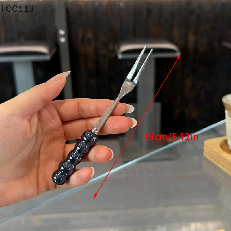 CC113Pcs Stainless Steel Dinner Fork Long Handle Table Forks Korean Qme