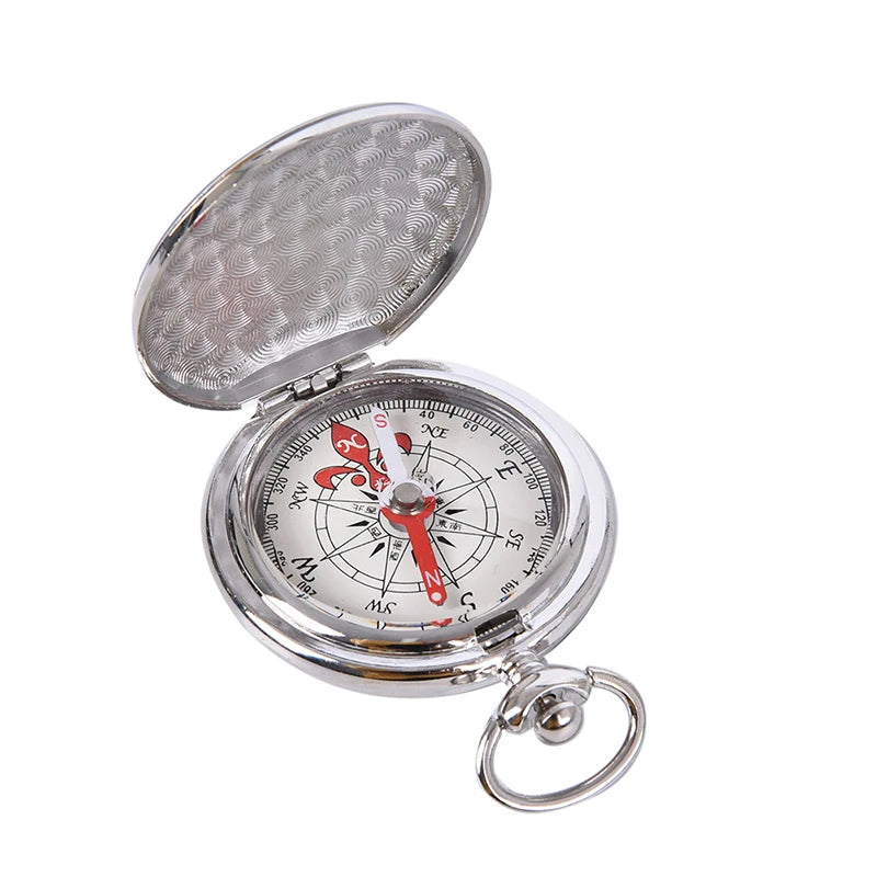 Pocket Watch Flip Compass Portable Hiking Navigation Keychain Qme