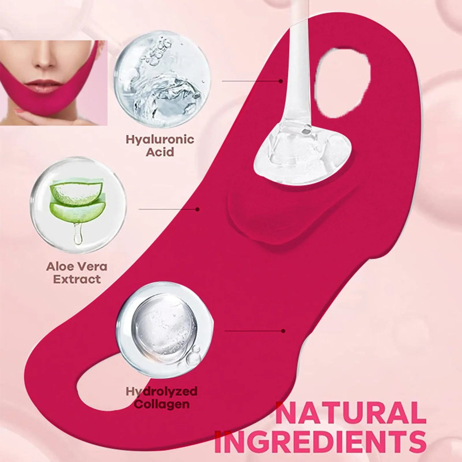 Reusable V Line lifting Mask Facial Slimming Strap Double Chin Reducer Chin Up Mask Face Lifting Belt Toning Hydrogel Collagen Qme