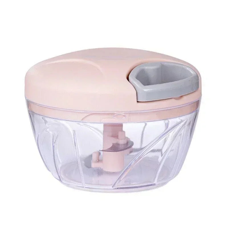 500/900ML Rope Grinder Vegetable Cutter Kitchen Garlic Puller Minced Garlic Chili Fruit Puree Garlic Mixer Rotary Food Processor Qme 500ml-Pink