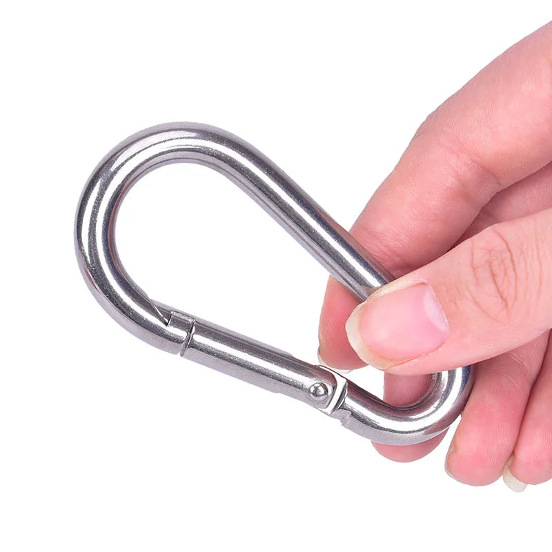304 Stainless Steel Spring Carabiner Snap Hook Keychain Quick Link Qme