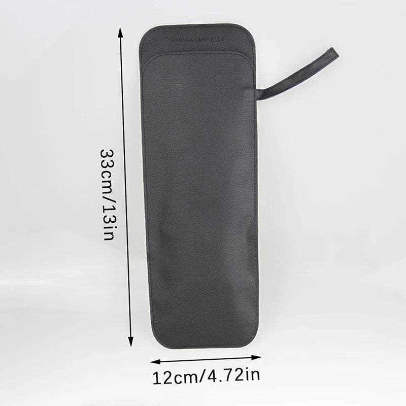 Umbrella Storage Pocket Bag Portable Cover Black PU Leather Case Qme Black