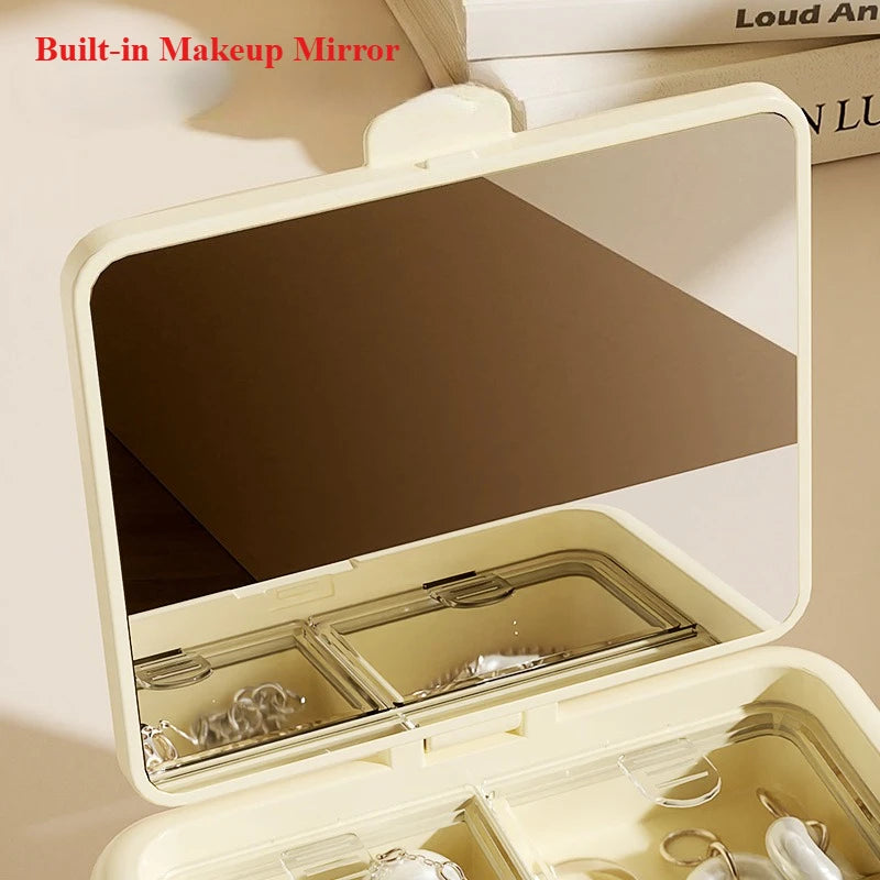 Portable Jewelry Organizer Mini Earring Necklace Ring Storage Box Jewelry Storage Case Small Accessory Organizer for Home Travel Qme