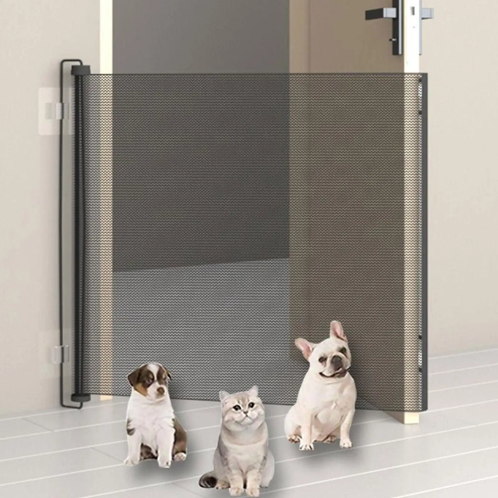 Retractable Pet Gate Retractable Mesh Gate No-Drill Childproof Net Fence Cat Baffle for Indoor Staircase Patio Fireplace Deck Qme