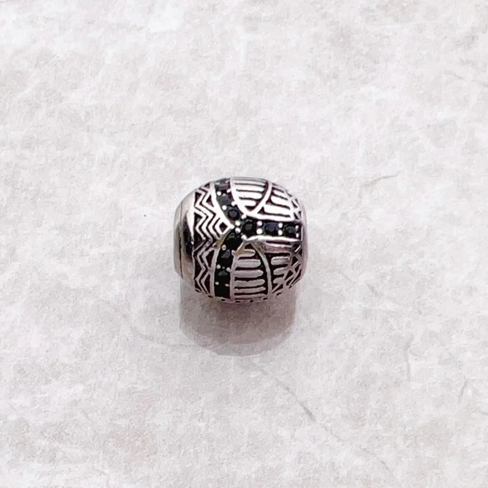 Bead Black Scarab Fine Jewelry Vintage 925 Sterling Silver Gift Lucky Charm For Women Men Qme