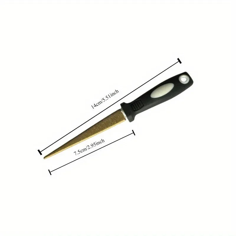 Easy-Grip Dual-Sided Diamond Sharpening Stone for Scissors & Knives - Versatile, No-Assembly Required, Non-Slip Handle Qme
