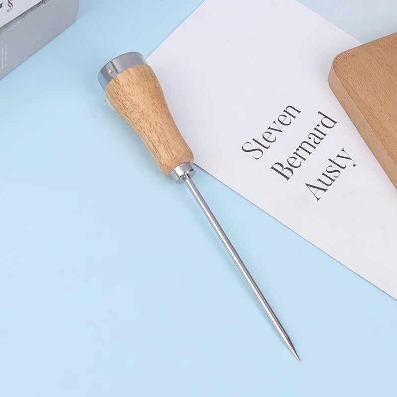 Ice Pick Icing Breaker Wooden Handle Stainless Steel Punch Crusher Qme
