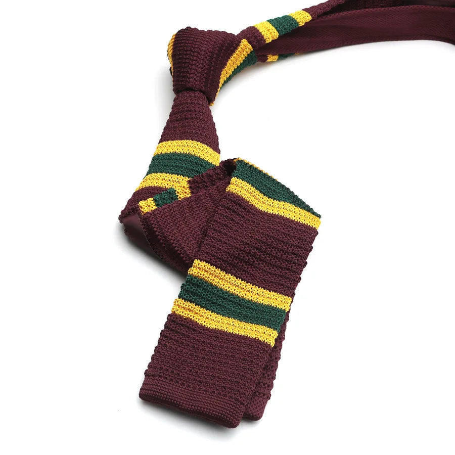 Striped Knitted Tie Casual and Fashionable Flat Head Tie 7CM Tie Colorful Personalized Trendy Manual Knot Tie Campus Style Qme 03