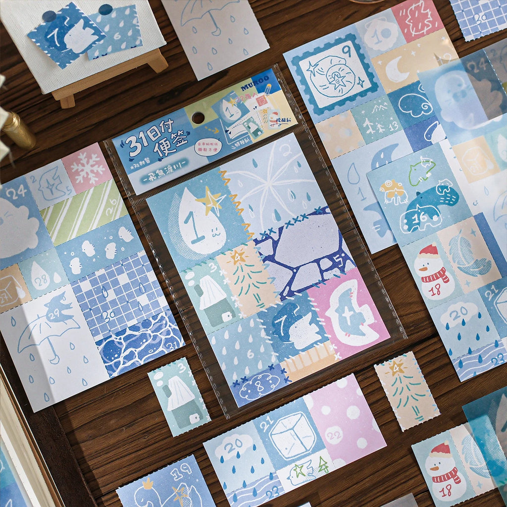 TIANZI 32 Pcs Dual-Material Sticky Notes Set Creative Memo Pads Self-Adhesive Office School Stationery Stickers for Organizing A Qme