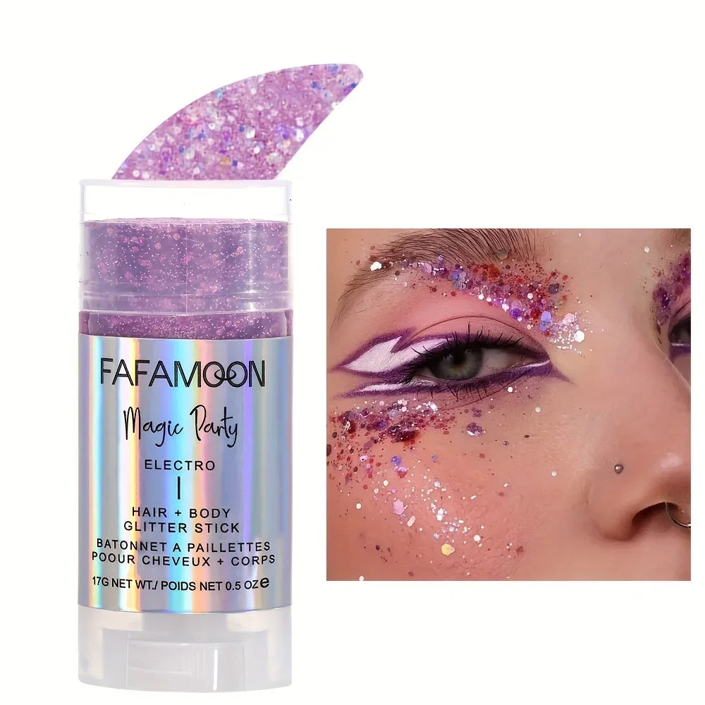 Body Glitter Stick, Singer Music Rave Festival, Rotating Mermaid Face Glitter Stick, Holographic Glitter for Face/Body/Hair/Eye Qme 01