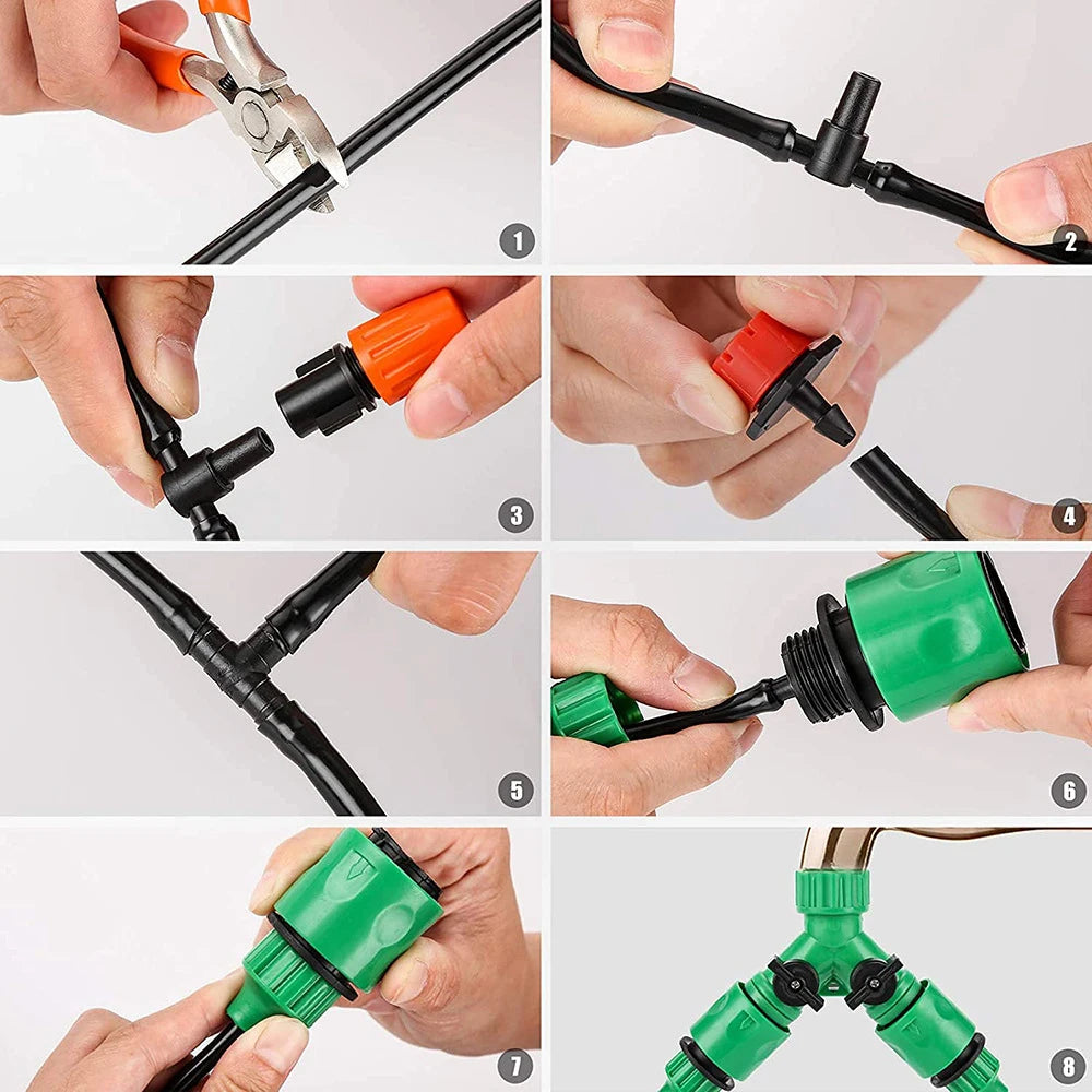 148pcs/set Automatic Watering Drip Irrigation Sprinkler Kit For Garden And Yard Cooling, Dust Removal And Irrigation System Qme