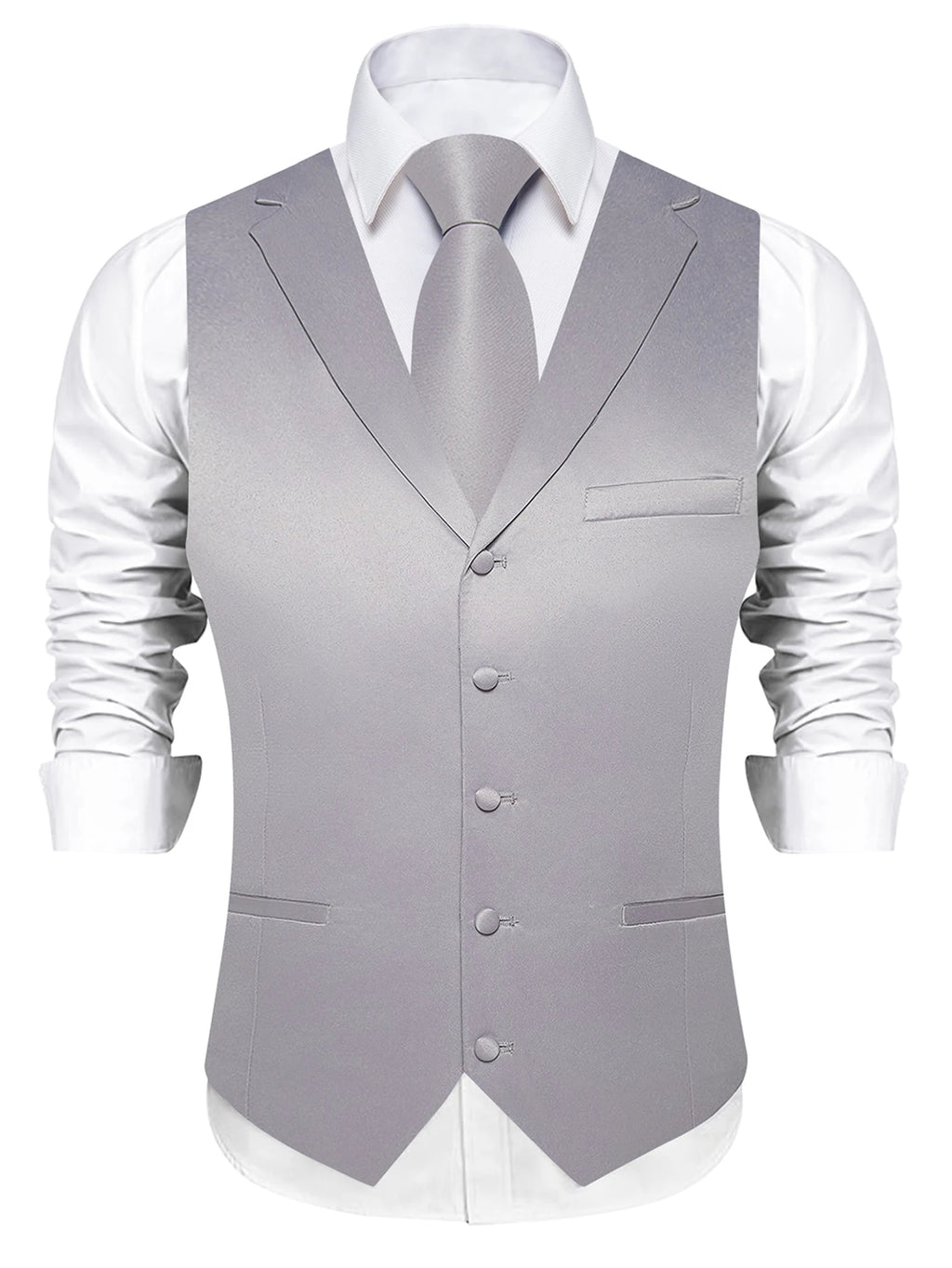 Men's Solid Suit Vest Tie Formal Waistcoat Matching Necktie Satin Qme