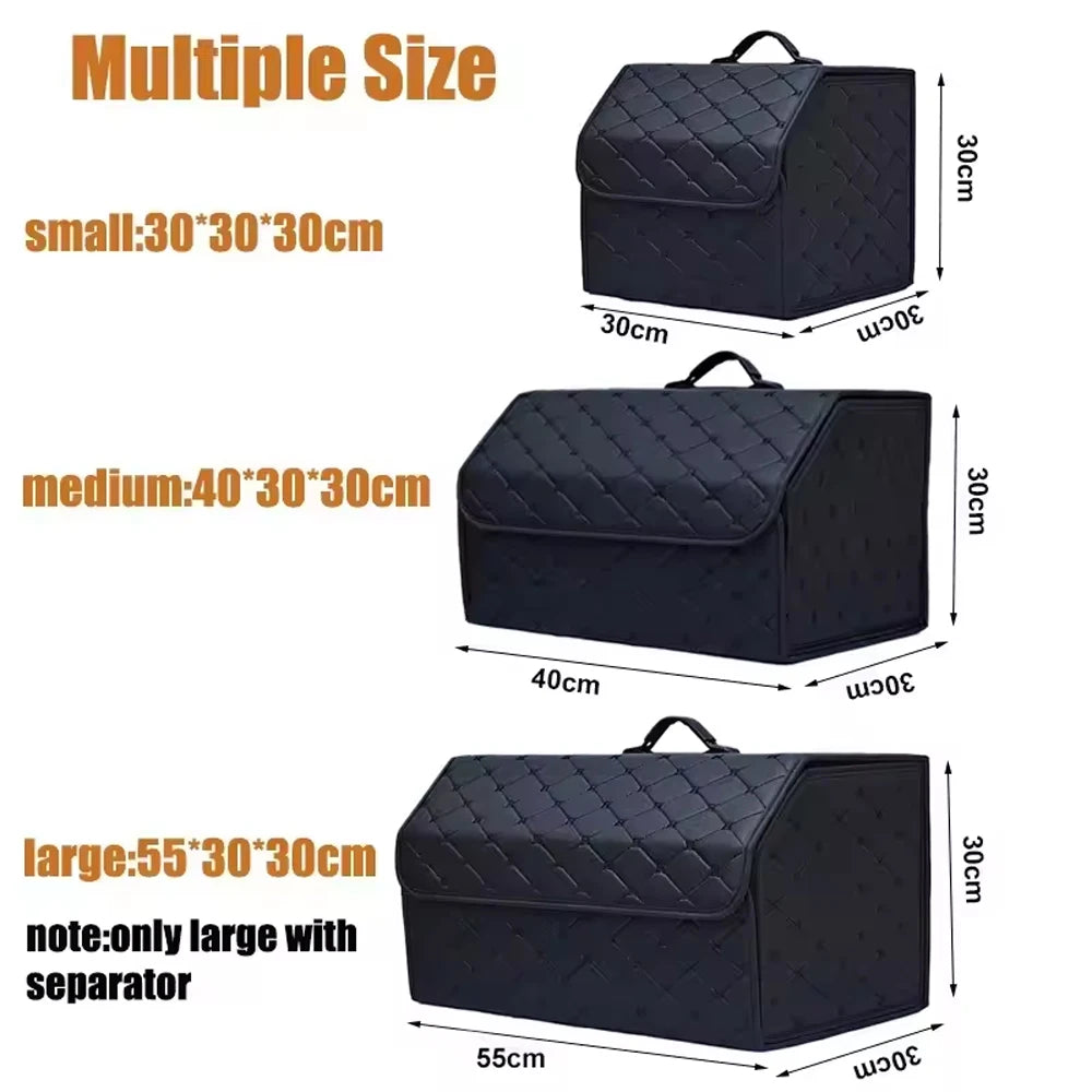 Foldable Car Trunk Storage Organizer Box Collapsible Vehicle Rear Cargo Bin Space Saving Decorative Trunk Accessory Qme