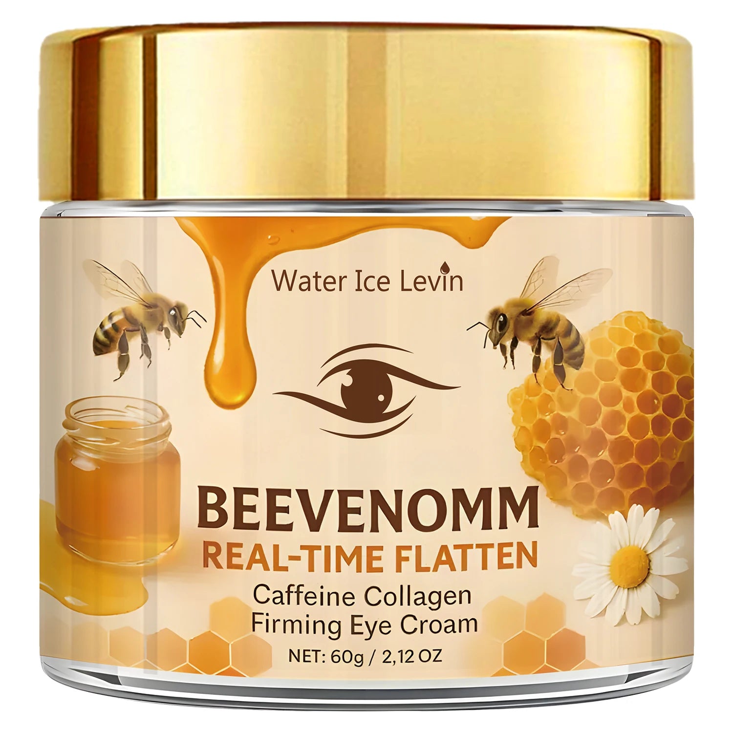Bee Venom & Caffeine Firming Eye Cream - Collagen & Hyaluronic Acid Formula to Reduce Dark Circles, Wrinkles & Revitalize Skin. Qme YELLOW 60g