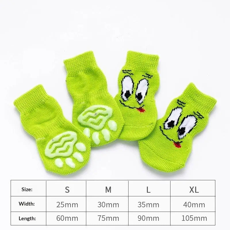 Cartoon Pet Cat Dog Floor Anti-slip Socks Prevent Scratching Dirt Qme F S