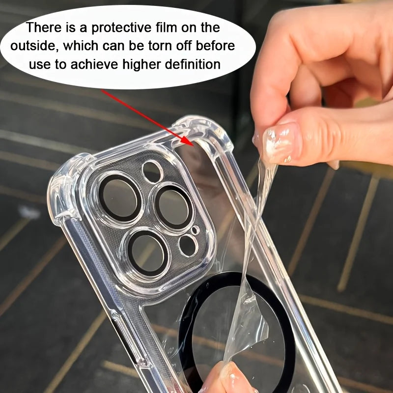 New Premium Magnetic Wireless Charging Phone Case, Transparent Shock-Resistant Hard Shell, Compatible with for iphone 16, 15 Qme