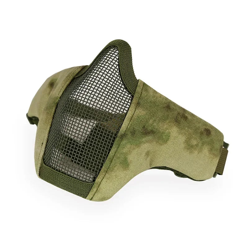 Tactical Lower Face Protective Mask for Hunting, Paintball, CS, Adjustable Military Tactical Protective Mesh Half Face Mask Qme 14