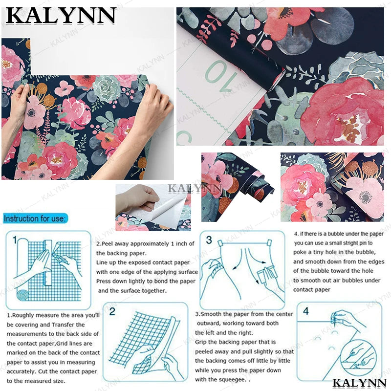 Floral Wall Stickers Self Adhesive Removable Wallpaper Vinyl Contact Qme