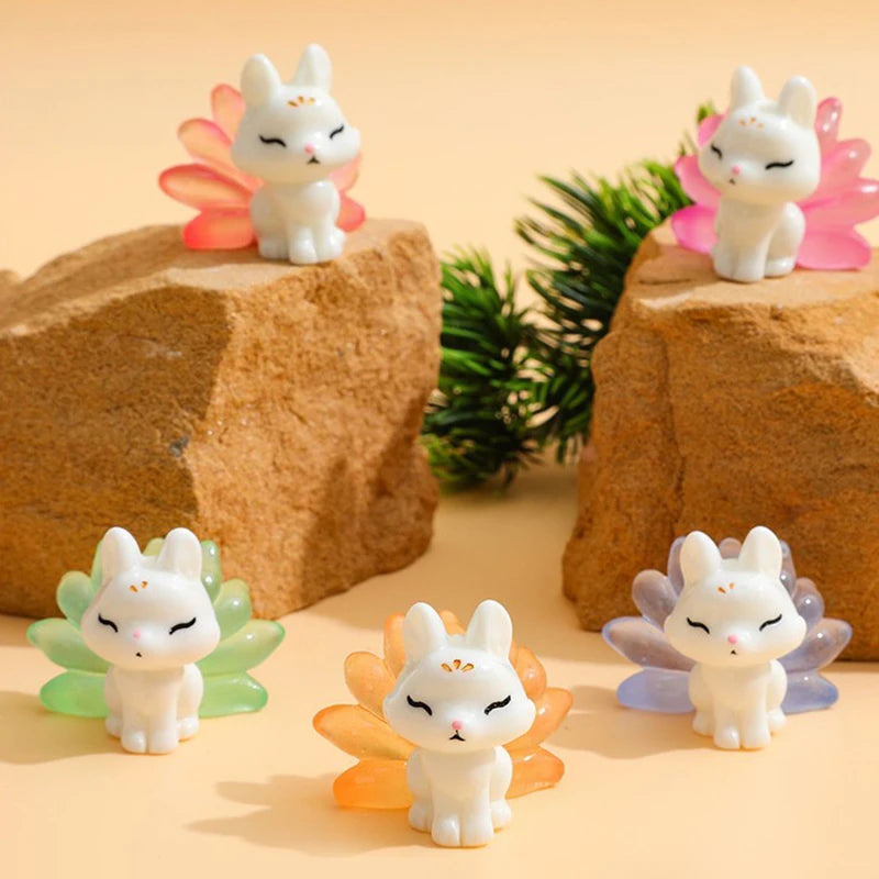 Luminescent Cartoon Fox Figurine DIY Micro Landscape D Cor Unique Qme