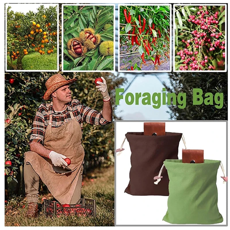 Outdoor Foraging Case Bag Leather Bushcraft Vegetable Harvest Garden Qme