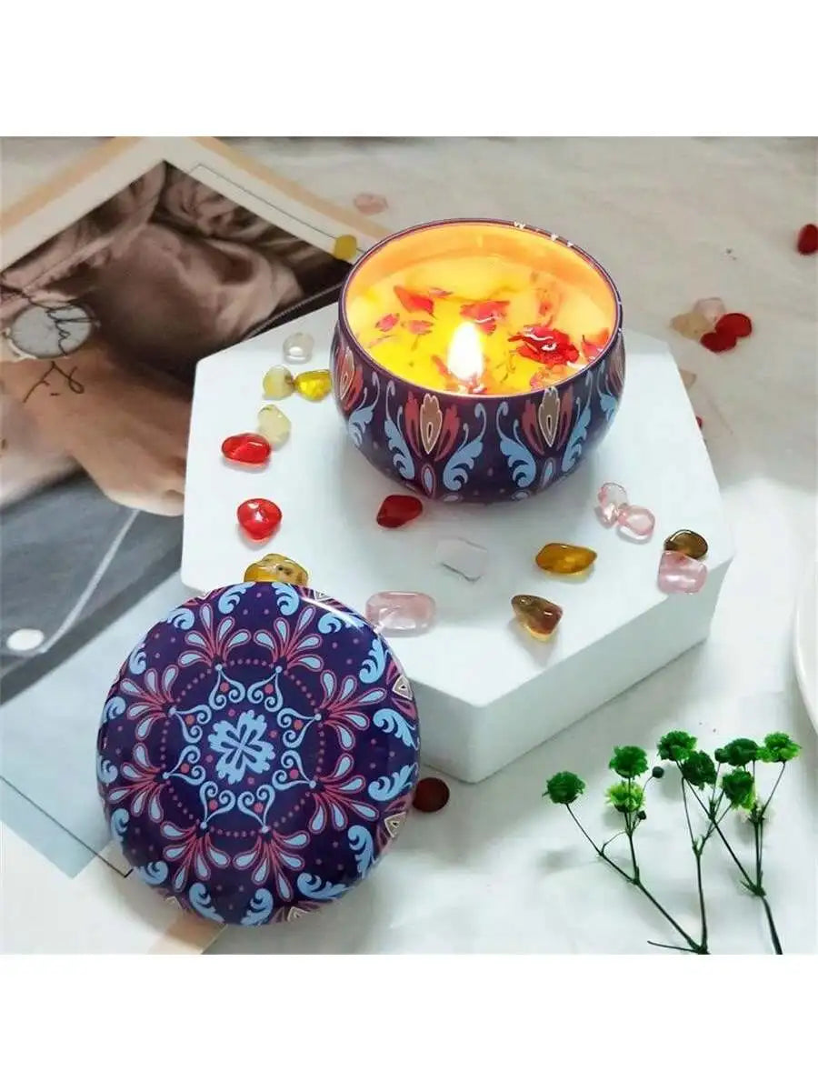 4 Cans Melt Wax Aromatherapy Homemade Soy Candle Cup Flower Candles Qme violet