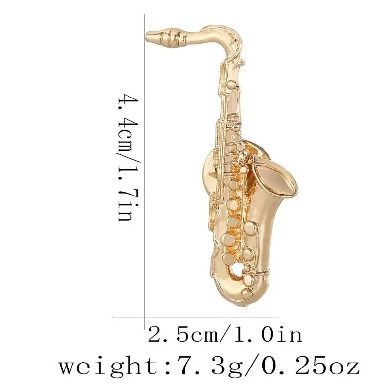 1Pcs Symphony Orchestra Badge Funny Musical Instruments Enamel Brooches Trumpet Clarinet Saxophone Violin Shaped Golden Pins Qme A1