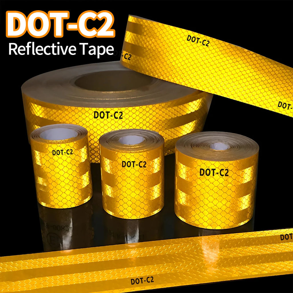 High Conspicuity Yellow Reflective Tape Prismatic Retro Reflector Sticker Waterproof Reflective Strip For Truck Trailer Qme